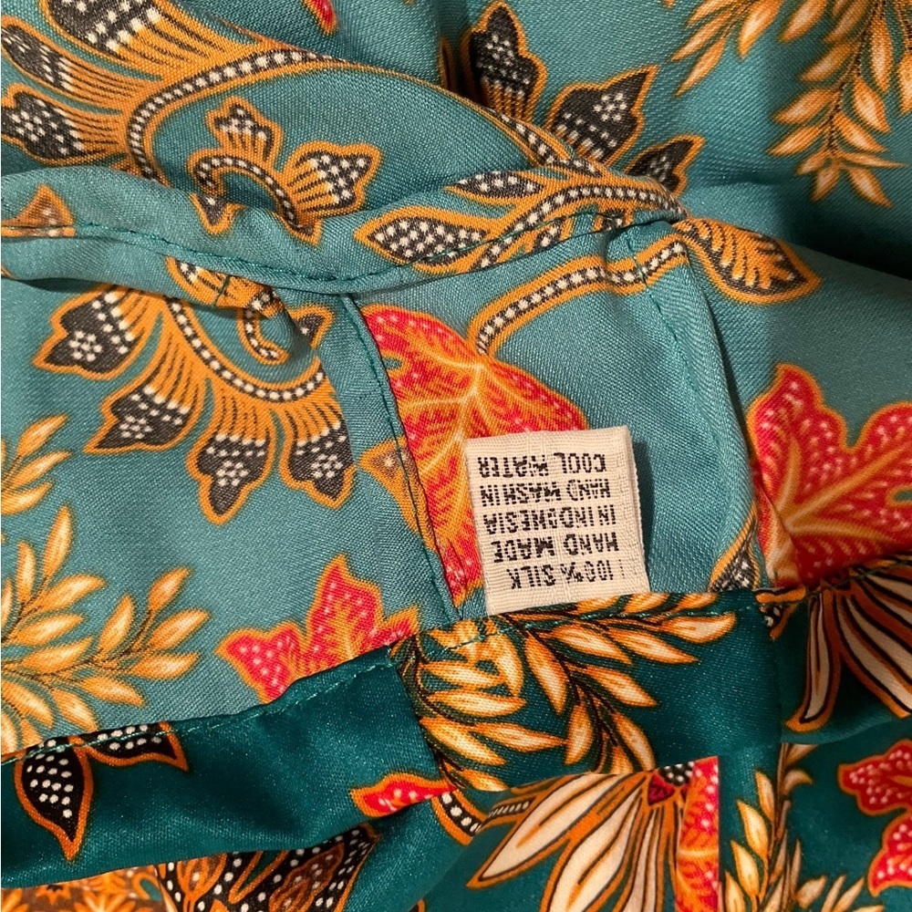 Women’s Size  One Size Multicolor Silk Short Sleeve With Belt Indonesia Kimono - Picture 7 of 13